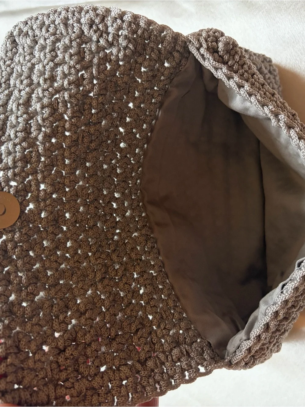 Handmade Gray Crochet Clutch Wallet with Button Closure